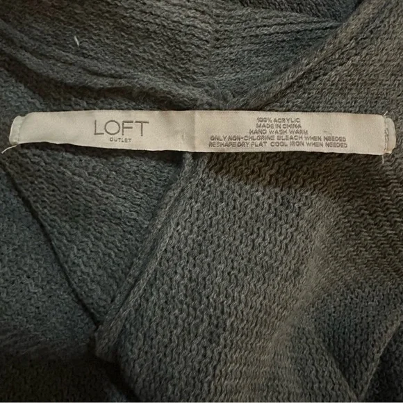 Loft Oversized Gray & White Poncho One Size - Picture 7 of 7